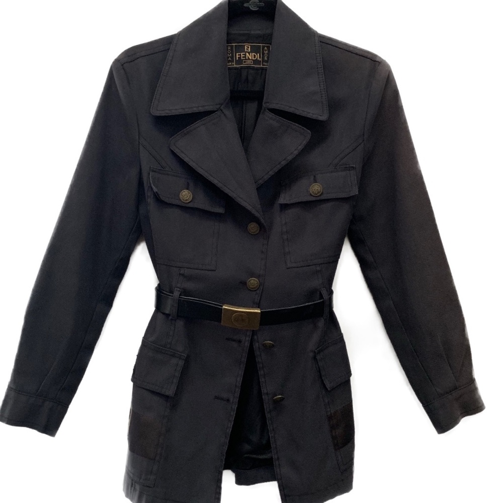 FENDI FF LOGO BELTED BLAZER JACKET, IT40/S